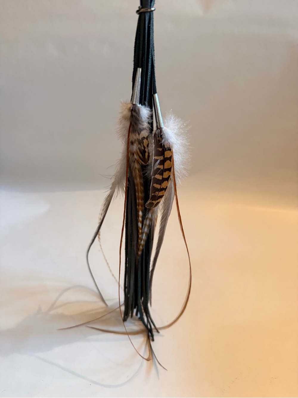 Boho Feather & Suede Fringe Statement Necklace